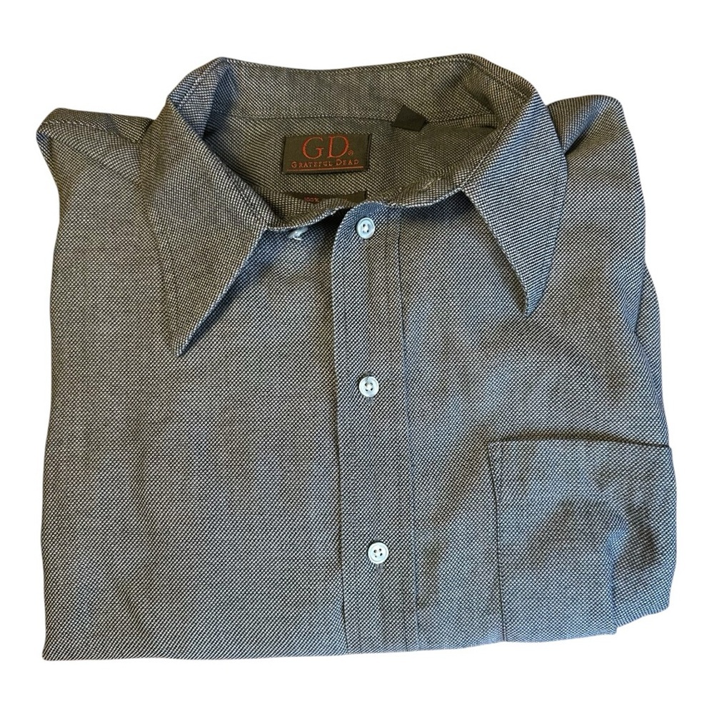 Grateful Dead Men’s Button Up Gray Shirt 100% Cotton Size 17 34/35
